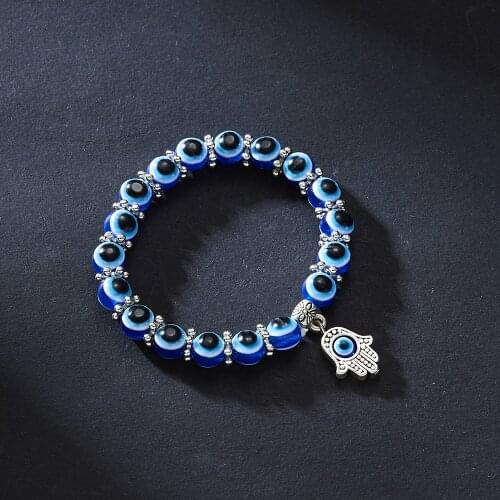 Hot selling glass beads woven bracelet Hand of Fatima Turkey Thousand Eyes Wish Handmade Bracelet