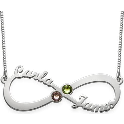 AIYANISHI Personalized Infinite Name Necklace 925 Sterling Silver Customized Name Pendant Necklace Gift for Lover Party Jewelry