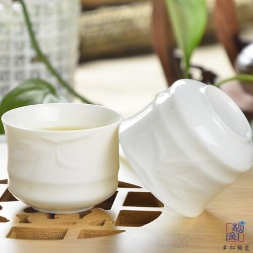Chinese White Jade Porcelain Fragrance-Smelling Cup Single Cup Teacup Kung Fu Cup Ceramic Cup Ceramic Teacups Tea Set Siteel