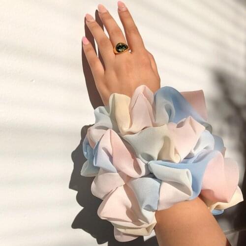 Large Rainbow Hair Scrunchies Elastic Hair Bands Ponytail Holder Multicloured Oversized Scrunchie Hair Tie For Girl Women