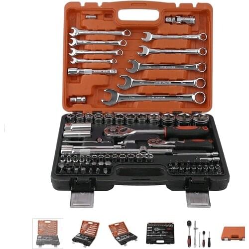 Hand Tool Sets Car Repair Tool Kit Set Mechanical Tools Box For Home 1/4-inch Socket Wrench Set Ratchet Screwdriver Kit New HWC