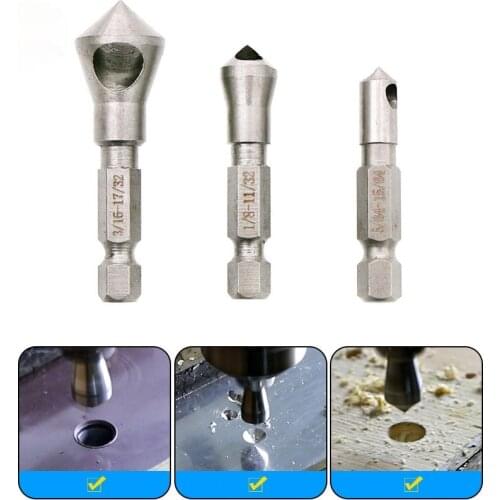3pcs/LOT 90 Degrees Countersink Bit Set Deburring Drill Bits Tapper Hole Cutter Hand Tools Wood Wooden Metal Plastic Chamfer Set