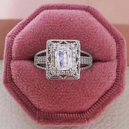 2021 New Luxury Princess 925 Sterling Silver Engagement Ring For Women Anniversary Gift Jewelry Bulk Sell R6157