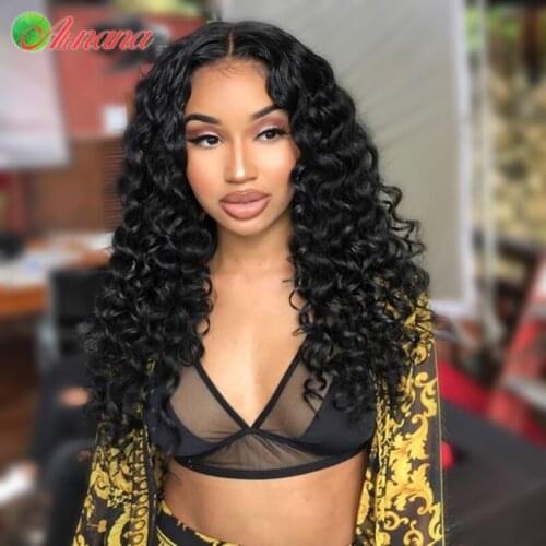 13x6 Deep Wave Frontal Wig Transparent Lace Wigs Deep Curly Lace Front Human Hair Wig Wet Wavy 250% Density Pre-Plucked Hairline