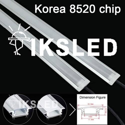 Flat Aluminium Profile 8520 LED rigid Strip 50cm 36leds 12V with milky/clear pc covcer led strip bar for cabinet closet kitchen