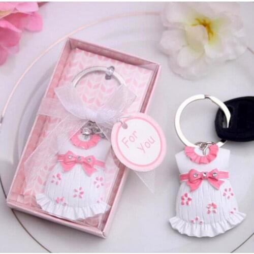 Baby Shower Gift Cute Resin Baby Clothes Key Chain Blue Pink Key Chain For Children 100pcs/lot LX1658