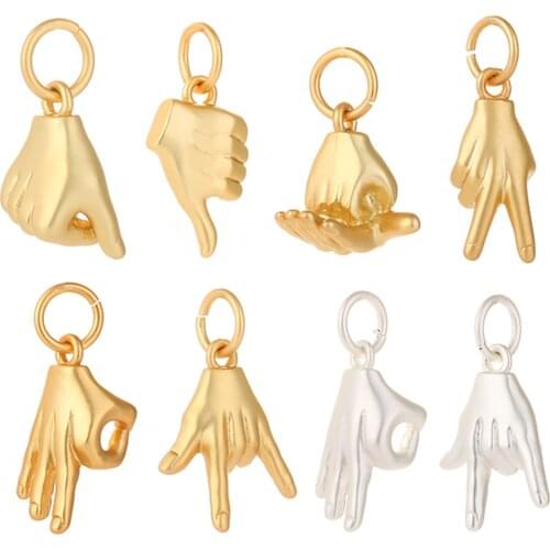 Gesture Pendant Charms for Jewelry Making Bulk Gold Charm Pendant Diy Designer Charms for Earrings Necklace Bracelet Copper