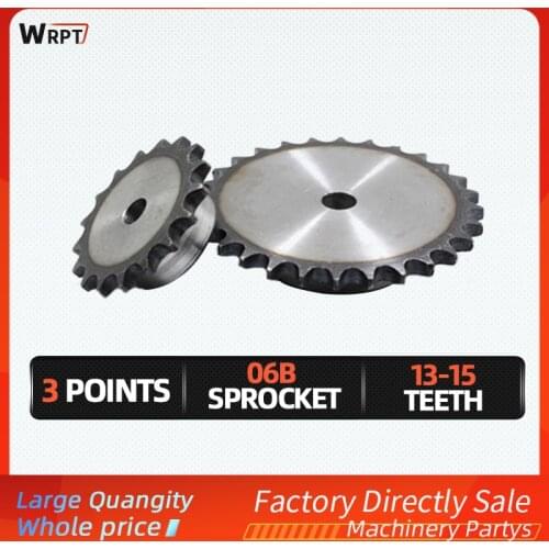 1PC 06B 3 points Sprocket/13 teeth to 15Teeth/pitch 9.525MM industrial sprocket, tooth surface quenched
