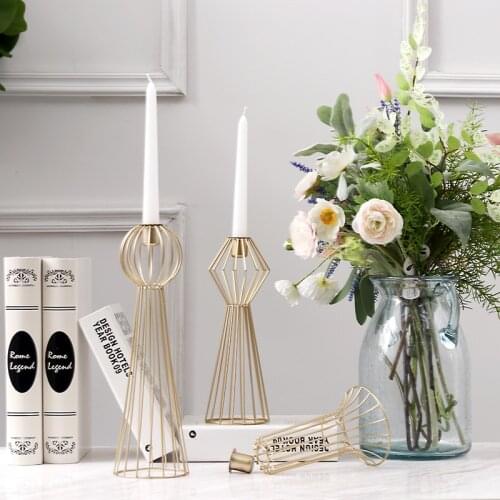 Simple Modern Candlestick Luxury Nordic Style Metal Golden Candle Holder Candelabra Hollow Swieczniki Home Decoration EK50ZT