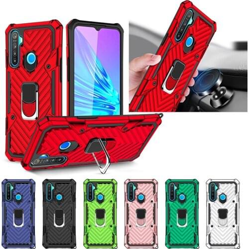 Shockproof Armor Metal Ring Holder Kickstand Phone Cases For OPPO Realme 5 5i 6i C3 5s A5S A7 AX5s AX7 A12 Bracket Cover