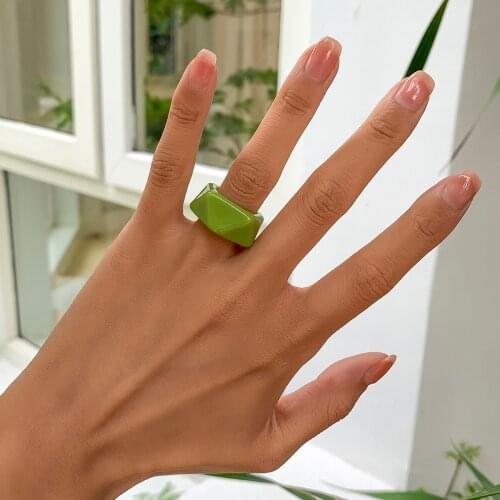 Transparent Acrylic Geometric Open Rings Rainbow Colourful Resin Knuckle Finger Rings for Women Girls 2021 Jewelry Party Gifts
