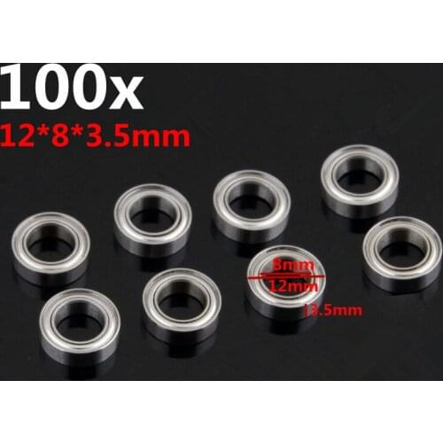 100 Pieces RC Car Part 12*8*3.5mm Ball Bearing For 1/18 Scale Revel 24540 Scorch Hobbico Dromida BX/MT/SC4.18 Monster Truck