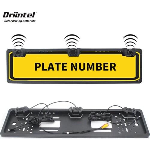 Driintel European car license frame reverse reversing radar sensor reversing radar system Parking Sensor Kit 3 Sensors Reverse