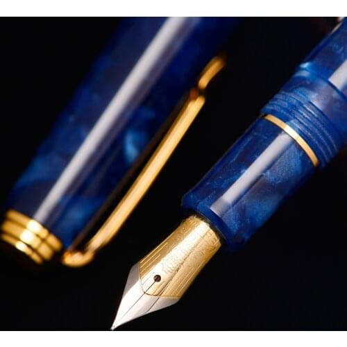 Retro Hongdian N1 Resin Fountain Pen Nebula Dark Blue EF Nib 0.4mm Office Ink Pen with Converter for Writing Business School