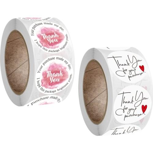 Thank You For Your Purchase Stickers With Heart 25mm Adhesive Seal Labels Handmade Crafts Business Stickers Gift Packaging Decor