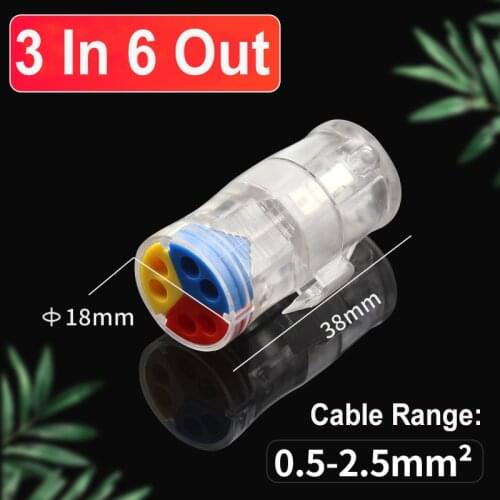 Butt Type cable connector LT-724 LT-726 2 in 4/6 out electric Universal compact push-in mini fast wire connectors terminal block