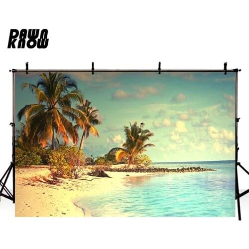 DAWNKNOW Ocean Sky Vinyl Photography Background For Newborn Coconut Tree Photo Shoot Backdrop For Wedding Photo Studio lv436