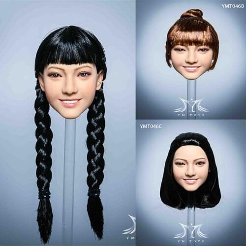 YMTOYS YMT046 1/6 Female Hair Transplant Head Sculpture Fit 12" Female Soldier Action Figure Body