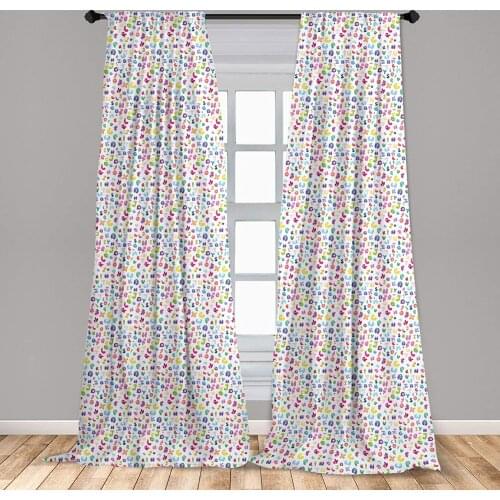 ABC Curtain for Kids Rooms Colorful Alphabet ABC Bubble Letters Doodle Style Fun Childish Nursery Window Drapes for Living Room