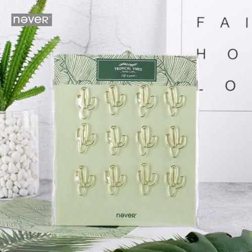 Green Plant Shaped Paper Clip Flamingos Cactus Leaves Styling Office Accessories Paperclips Metal Paper Clips Bookmark Paperclip