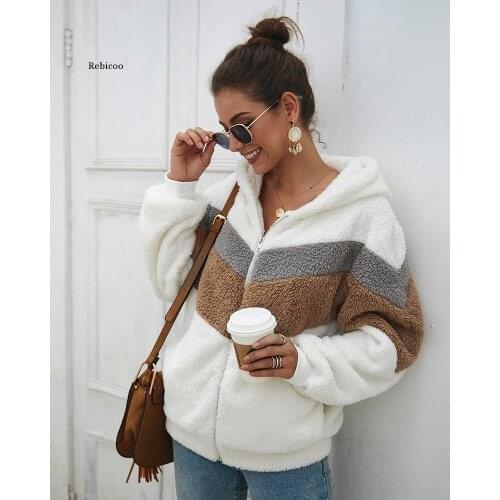 Women Hoodies Sweatshirt Winter Plush Hooded Oversized Hoodie Ladies Zip Up Fur Jacket Coat Women Winter Warm Poleron Mujer