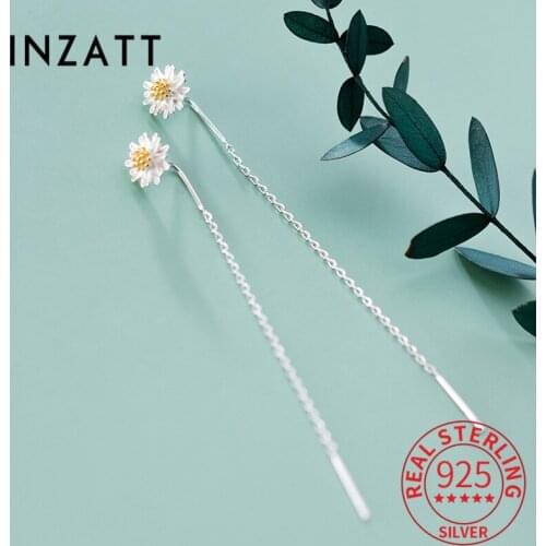 INZATT Tassel Real 925 Sterling Silver Line Chain Dangle Drop Earrings Artsy Brincos For Trendy Women Accessories Jewelry Gifts