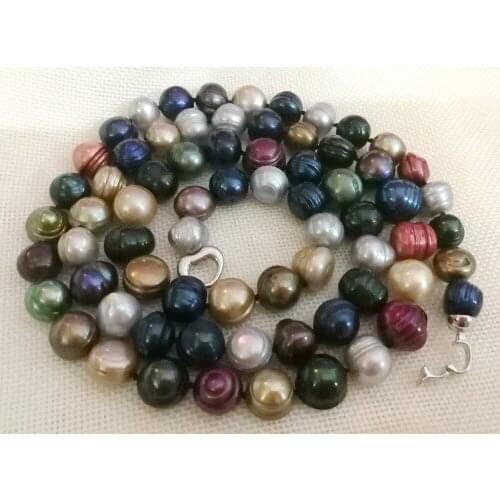 50'' 127cm Women Jewelry natural pearl 12x14mm green red black pearl baroque necklace AA+ Natural freshwater pearl handmade gift