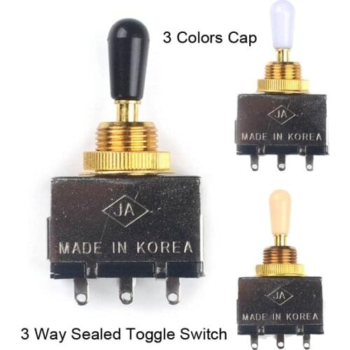 Gold 3 Way Sealed Toggle Switch for Electric Guitar with 3 Colors Tip