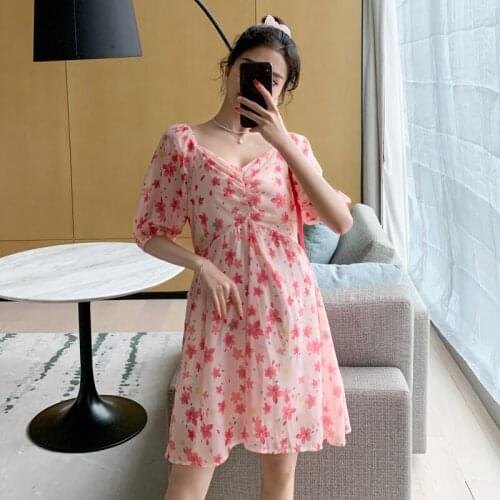 08276# Maternity Dress Summer Cotton Short Sleeves Loose Midi Dress Plus Size Pregnancy Dress Pregnant Women Mom Dress