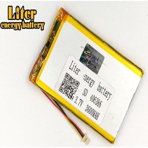 1.0MM 3pin connector 406386 3.7v 3600mah rechargeable lithium polymer Tablet PC Digital Products