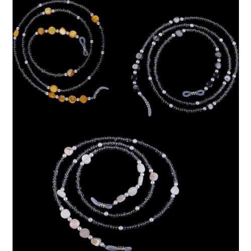 1pcs Eyeglass Cord Glass Beads Chain Sunglass Neck Strap Eyewear Retainer Rope Black/White/Yellow