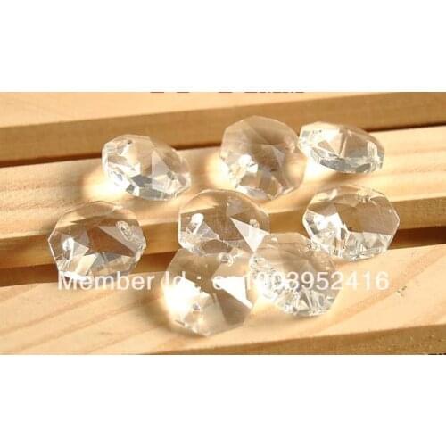 1000pcs 14MM CLEAR OCTAGON CRYSTAL GLASS BEADS CHANDELIER CHAIN PARTS DECORATIONS