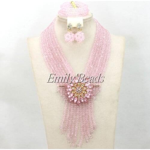 2015 Fashionable African Beads Jewelry Set Costume Nigerian Wedding African Brdial Jewelry Set Wholesale Free Shipping AMJ512