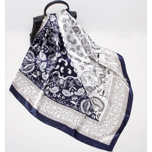 2020 90x90 Color Cashew Multipurpose women Silk twill scarf Satin square tie Hairband ladies foulard femme towel bufanda shawl