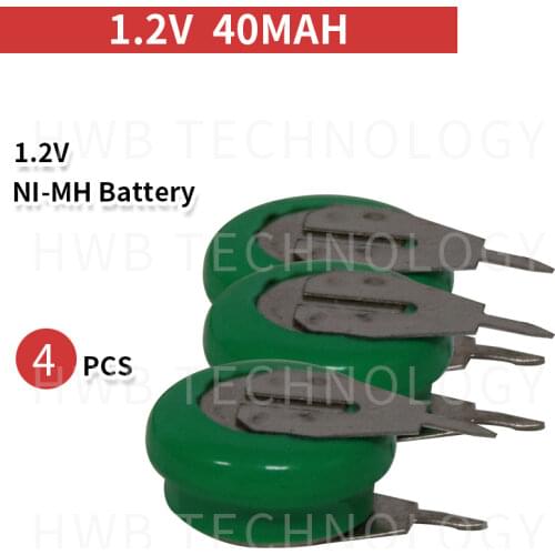 4 PCS/lot Original Brand New KX 1.2V 40mAh Ni-MH Rechargeable Button Cell Battery Ni MH Batteries With Pins Free Shipping