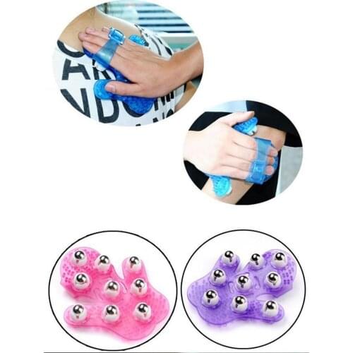 9 Metal Rolling Balls 360 degree Manual Hand Massager Glove Body Care blue Color best hand massger let you enjoy massage at home