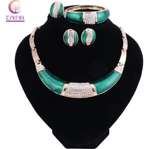 African Beads Jewelry Sets For Women Luxury Wedding Bridal Wedding Set Statement Choker Necklace Earrings Ring Party Accessories