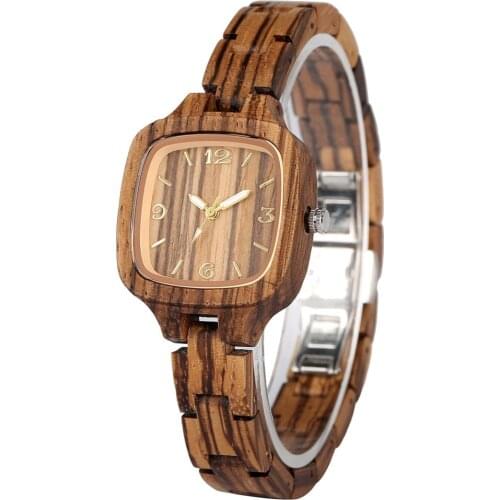 Analog Wooden Watch Ladies Full Wood Womens Wristwatch Creative Female Clock Wrist Bangle Watches relogios femininos de pulso