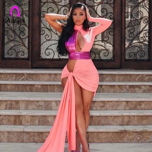 Sparkling Women Mini Dress One Shoulder Patchwork Slim Waist 2021 Summer New Sexy Hollow Out Night Club Party Bandage Vestidos