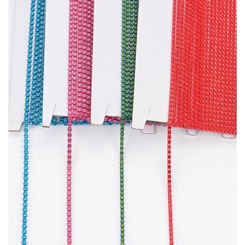 1Yard 10Yards/roll SS6-SS8 Glitter Crystal Rhinestone Chain Sew-On Glue-On For Clothes DIY Garment Accessories trim Chain