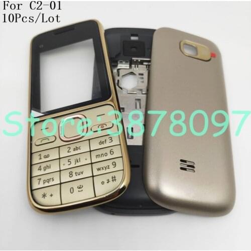10Pcs/Lot Original New Full Housing Case Cover For Nokia C2-01 Battery Cover Housing case With English Keyboard+Logo
