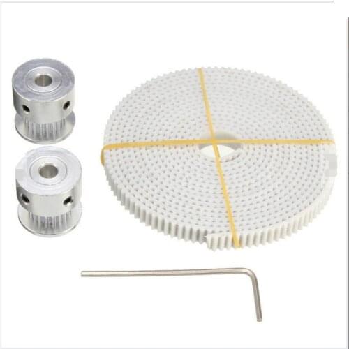 DuoWeiSi 3D Printer Parts 2m 2GT 6mm Rubber Pulley Timing Belt + 2pcs 2GT Gear Pulley for 3D Printer