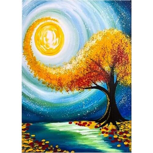 DIY 5D Diamond Painting Kits for Adults Round Diamond Crystal Art Painting for Home Wall Decor Gift Rotating Tree