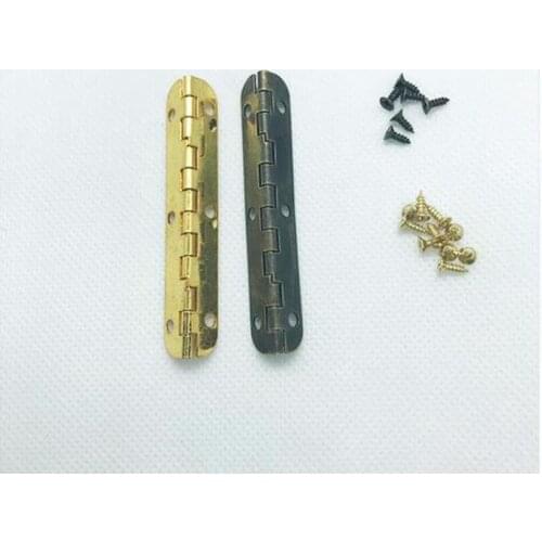 Long Metal Hinges For Furniture Cabinet Wooden Gift Box Hinge Retro Fittings Positioned Within 90 Degrees Gold Bronze With Screw