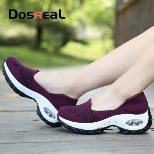Dosreal Women Shallow Platforms Flats Shoes Summer Breathable Loafers Shoes Comfort Air Cushion Fashion Sneakers Shoe For Female