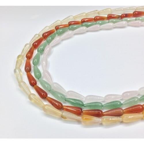 Eruifa 6pcs 16*6mm Tear Shape Natural semi precious stone Charms Pendant Jewelry DIY Earring Necklace 4colors