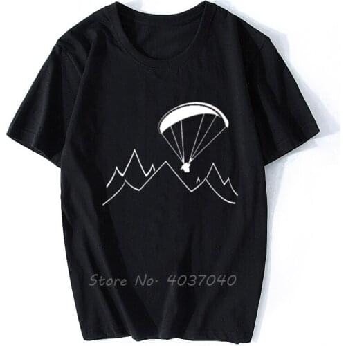 Paragliding Mountain Mens Premium T-shirt Popular Tagless T Shirt Men Cotton Tshirt Hip Hop Tees Tops Streetwear