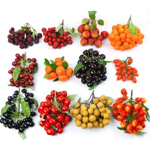 Artificial Simulation tangerine cherry waxberry tomatoes litchi Longan strawberry Artificial Simulation faux fake fruit bunches