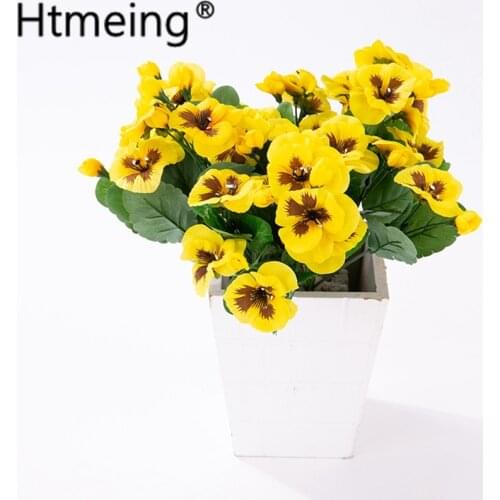 Htmeing artificial flowers 10 Inch Artificial Pansy Flowers Silk Fake Butterfly Orchid Flower Home office Wedding Decoration