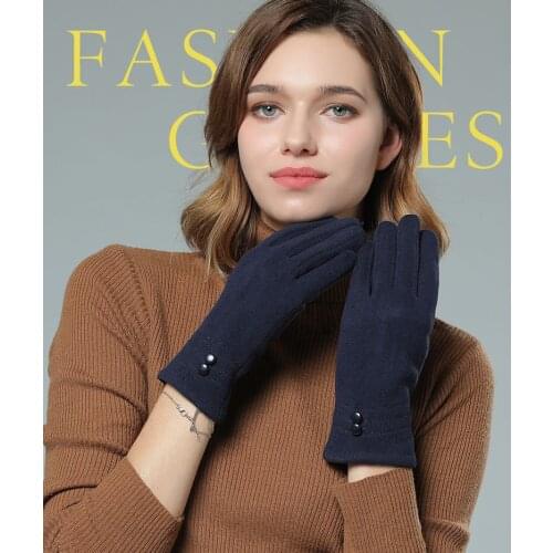 Cashmere Winter Womens Gloves Plus velvet Touchscreen Outdoor Sport Warm Female Gloves Women Winter Warm Button Gloves WA 001